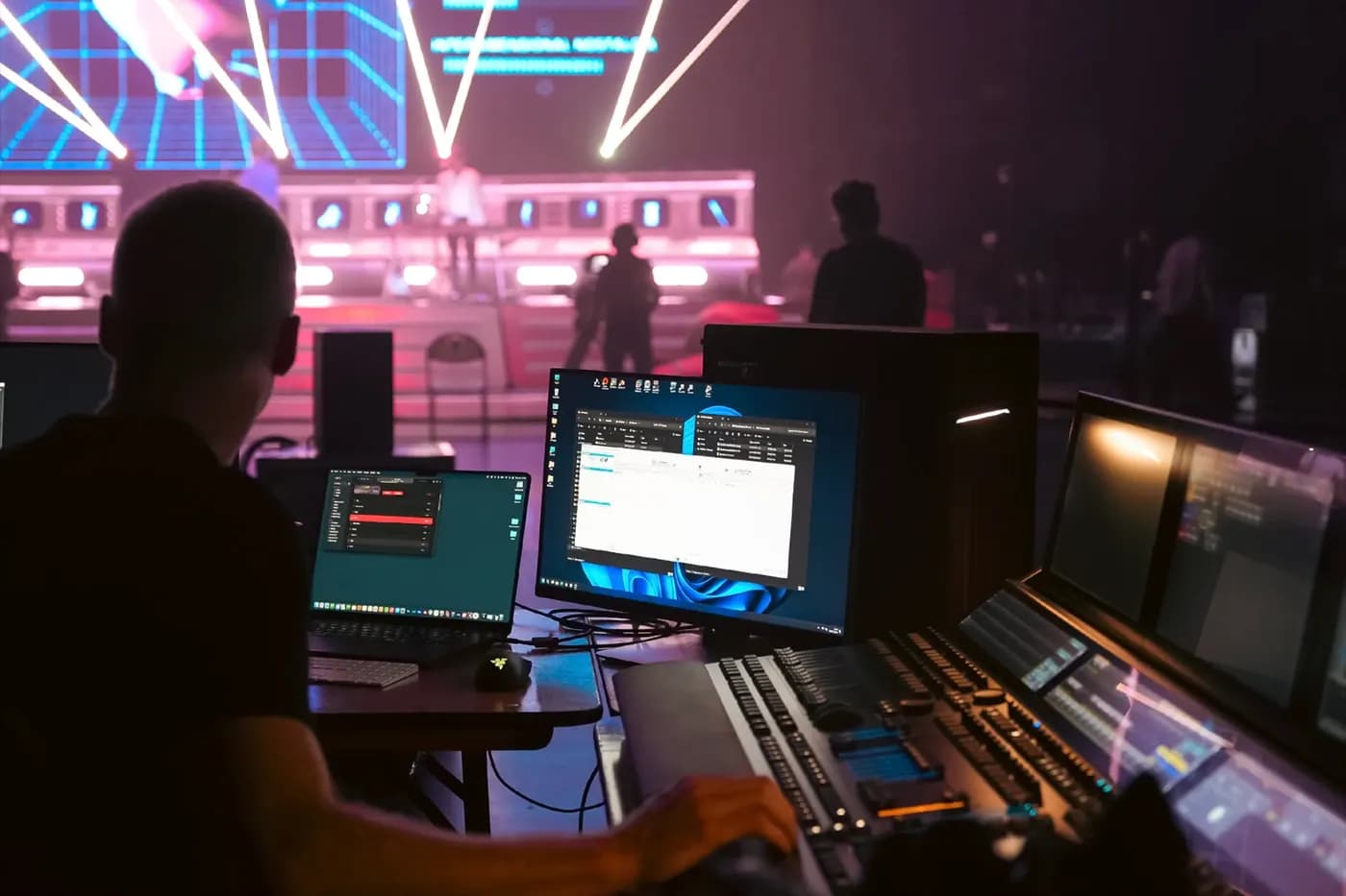 Our video programmer putting the show together in production rehearsals.