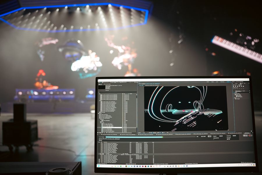 Shot of a screen and a stage