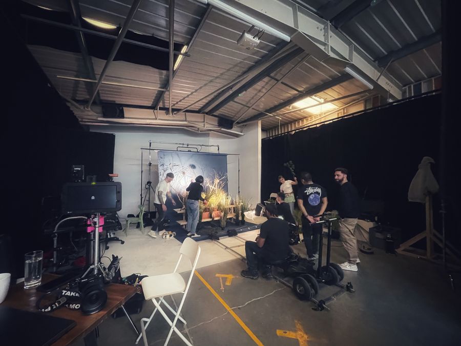 Shot of the studio being set up for a take