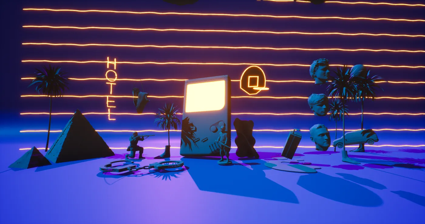 Unreal screen shot showing the effect with out the Lumen lighting feature